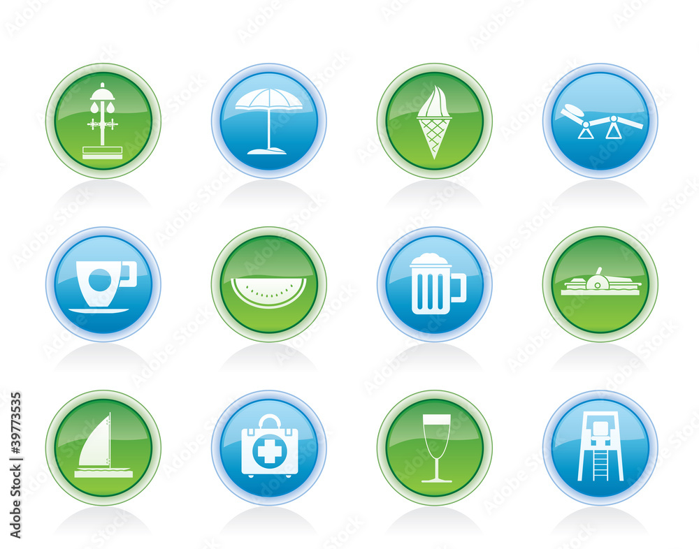 beach and holiday icons - vector icon set beach and holiday icons - vector icon set