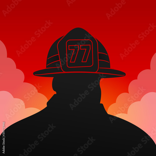 Red Fireman Silhouette