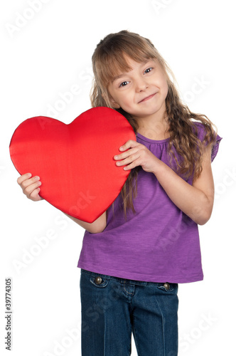 Little girl with red heart © DenisNata