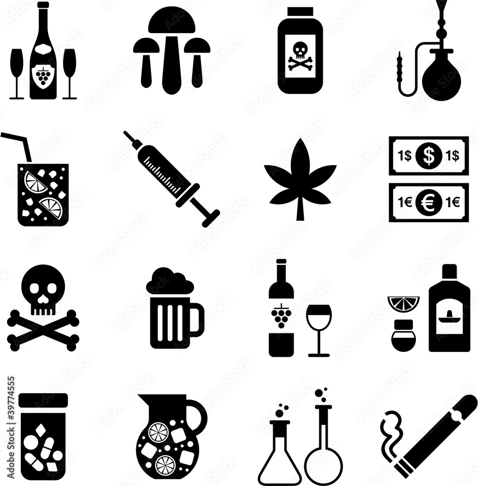 Drinks and drugs icons