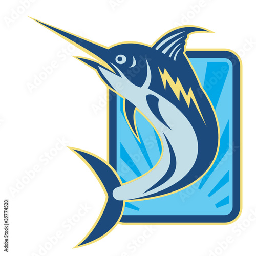 Blue Marlin Jumping Circle Retro