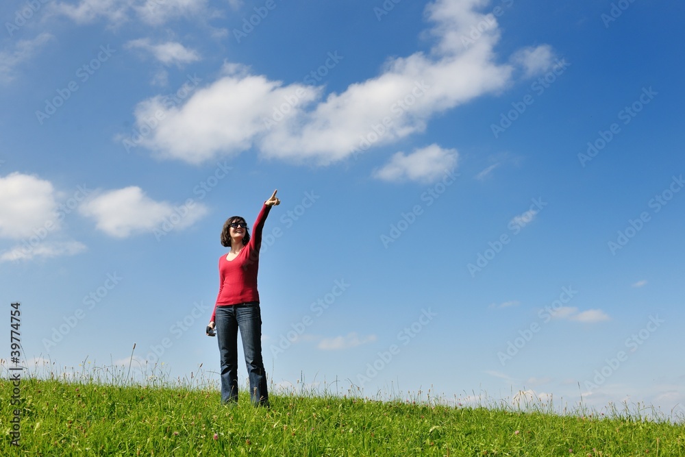 happy young woman outdoor in nature happy young woman outdoor in nature