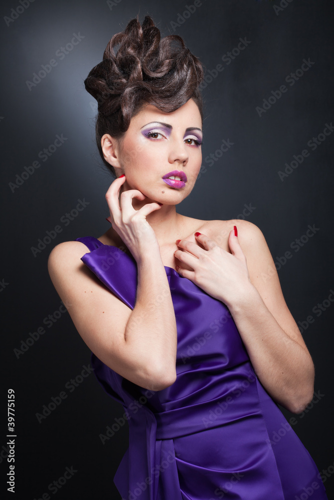 Beauty - sexy stunning brunette girl in romantic pose and stylis Beauty - sexy stunning brunette girl in romantic pose and stylis