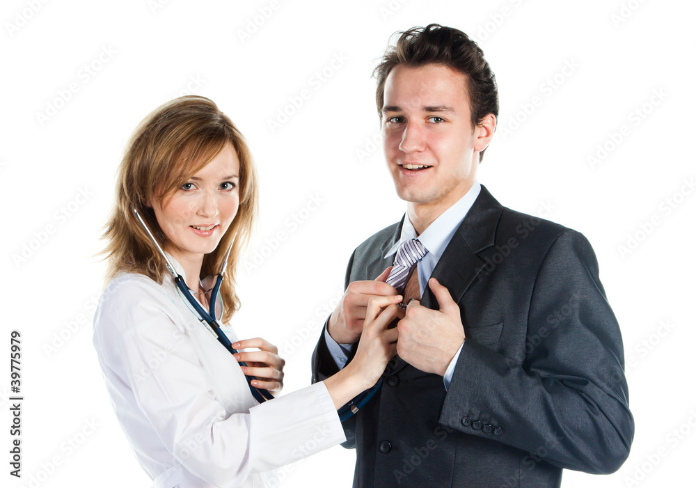 young businessman for the reception of a young female doctor young businessman for the reception of a young female doctor