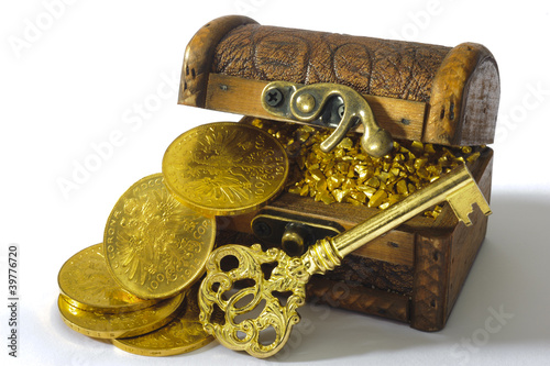 treasure chest with gold photo