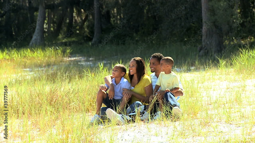 African American Family Enjoying Time Outdoors African American Family Enjoying Time Outdoors