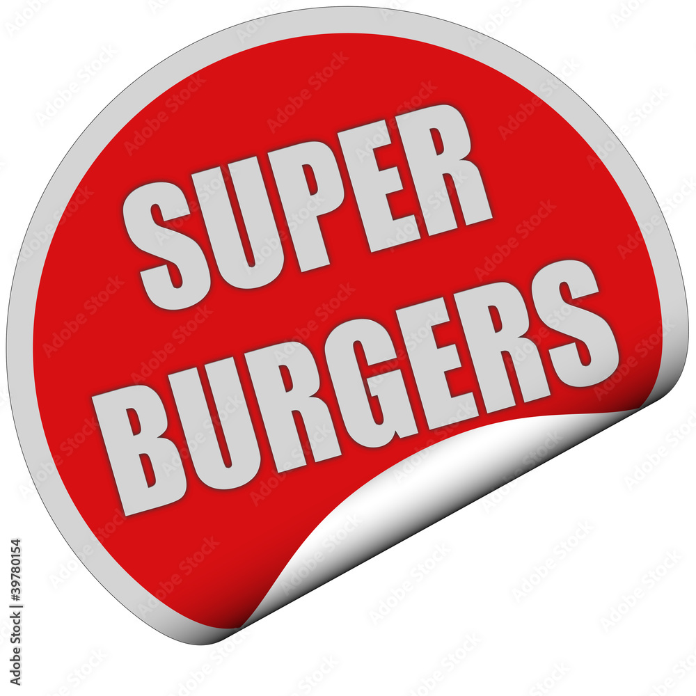 Sticker rot rund curl unten SUPER BURGERS Sticker rot rund curl unten SUPER BURGERS