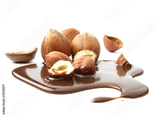 Fototapeta Chocolate with hazelnuts