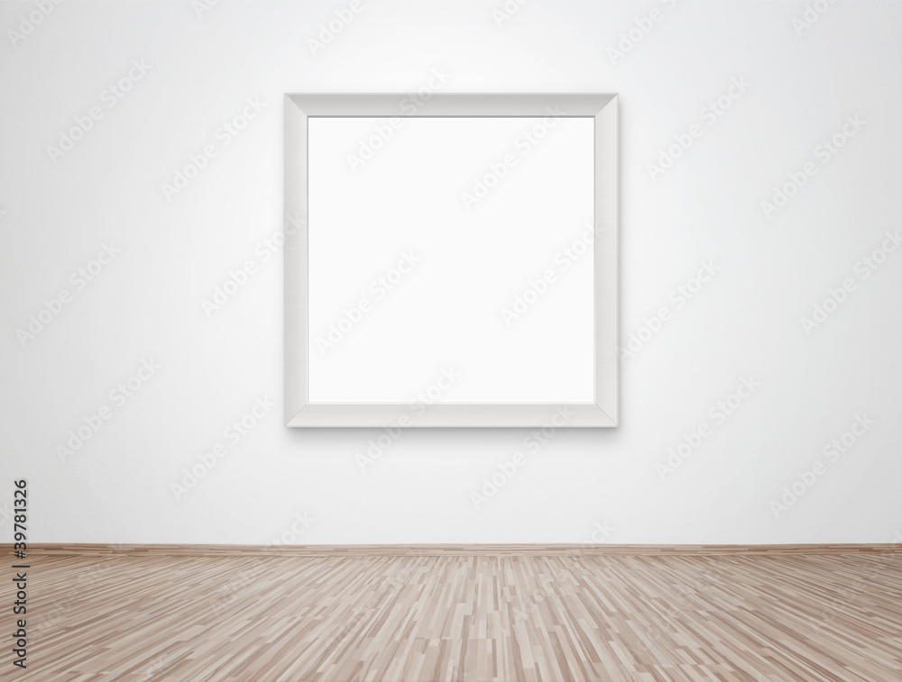 Blank photo frame at the wall with clipping path for the inside Blank photo frame at the wall with clipping path for the inside