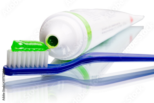 Toothbrush and toothpaste in a tube