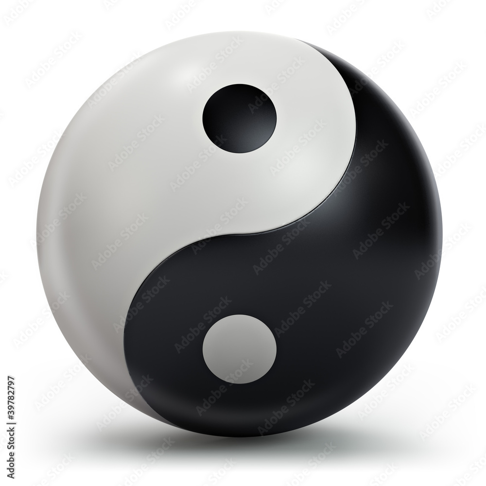 Yin Yang symbol, 3d shape isolated on white Yin Yang symbol, 3d shape isolated on white
