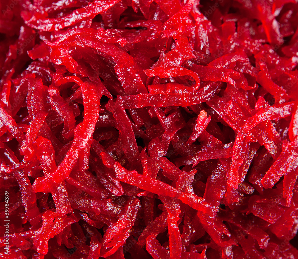 Red beet is cut small for salad Red beet is cut small for salad
