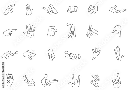 Outlined hand gestures