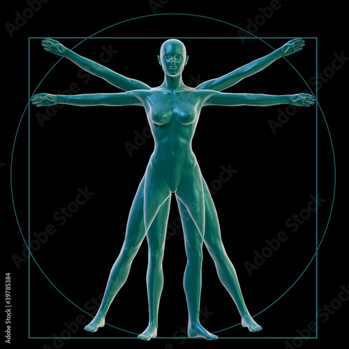 Vitruvian woman on black