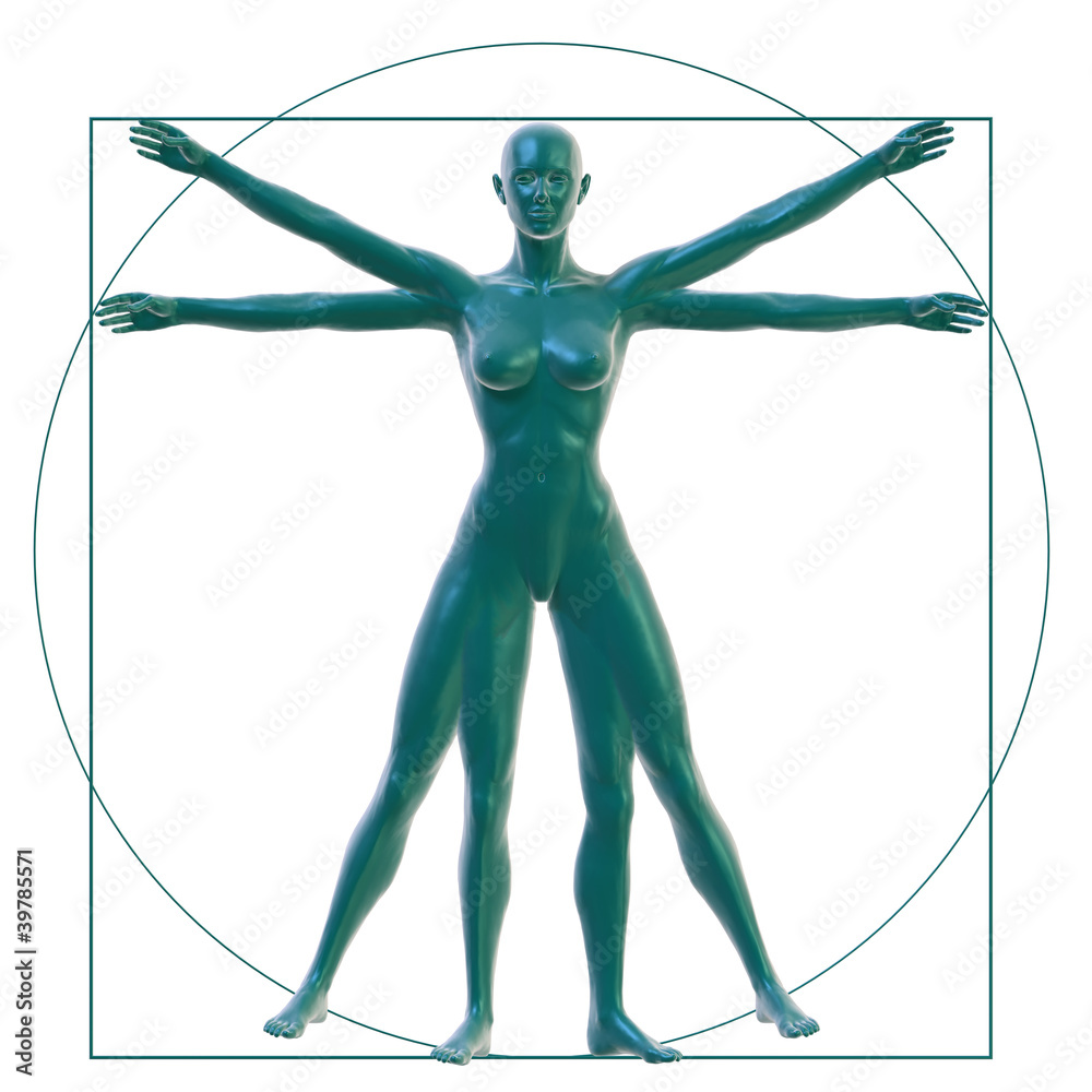 Obraz premium Vitruvian woman on white