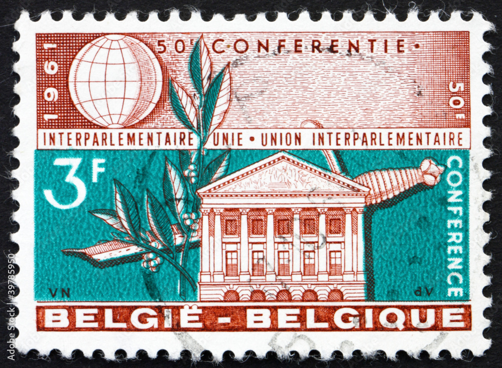 Postage stamp Belgium 1961 Senate Building, Brussels, Laurel and