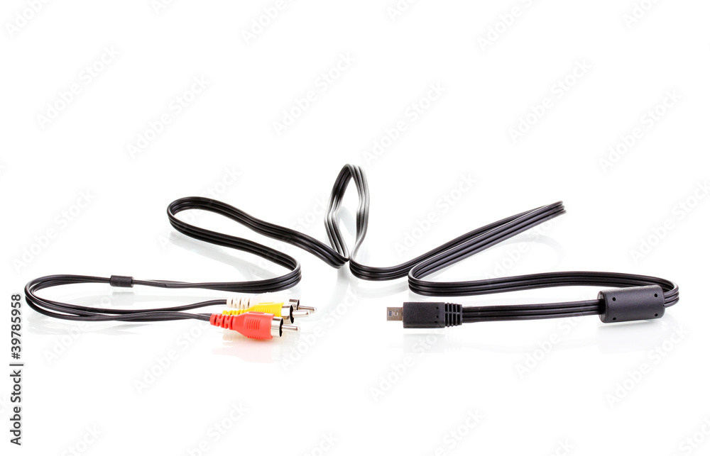 Audio and video cable isolated on white Audio and video cable isolated on white