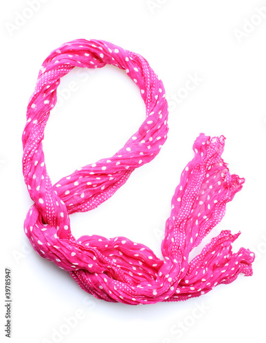 bright pink female scarf isolated on white