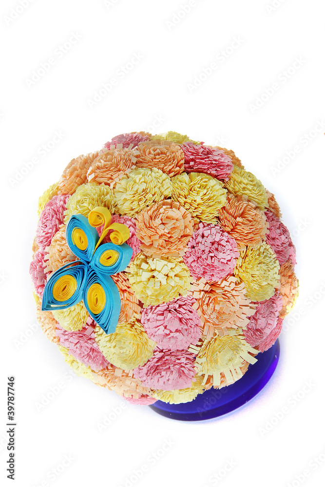 paper flower ball and butterfly, quilling paper flower ball and butterfly, quilling
