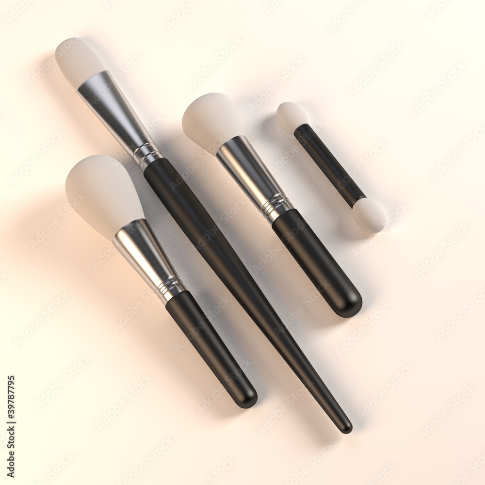 Obraz premium 3d render of cosmetics brushes