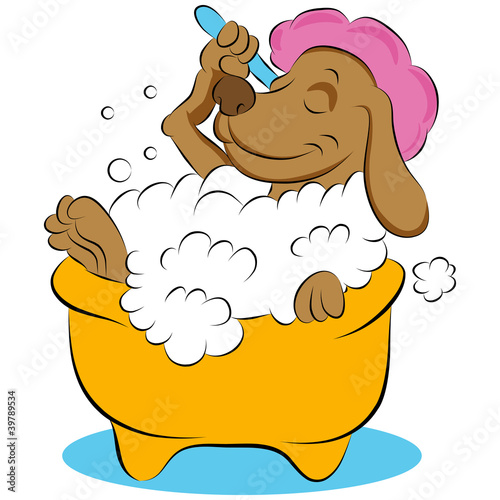 Dog Taking a Bubble Bath