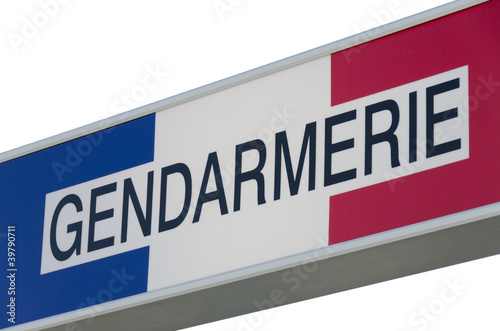 Tableau sur toile enseigne Gendarmerie isolée sur fond blanc
