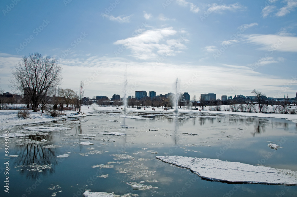 Blasting ice in winter, Ottawa