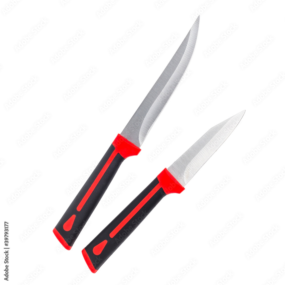 red kitchen knife isolated on white (clipping path)
