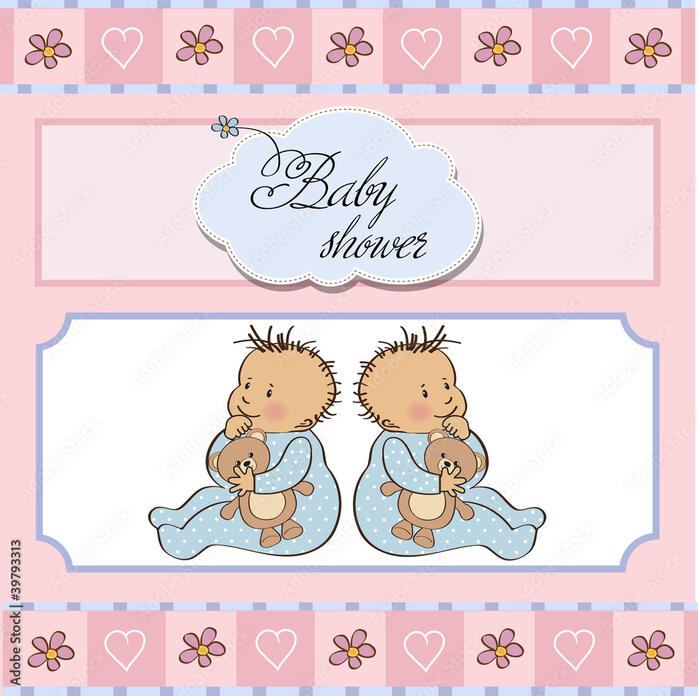 baby twins shower card baby twins shower card