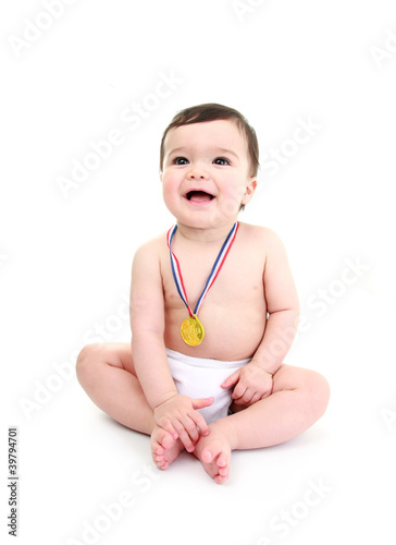 Baby wearing medal