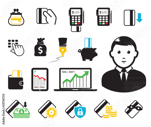 POS-terminal and credit card icons