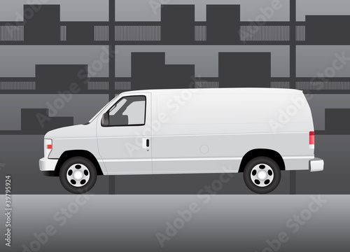 Фотография White delivery van inside of storehouse