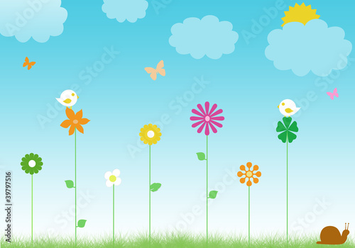 Fondo de primavera con flores
