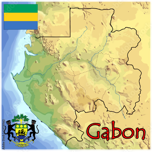 africa gabon map flag emblem