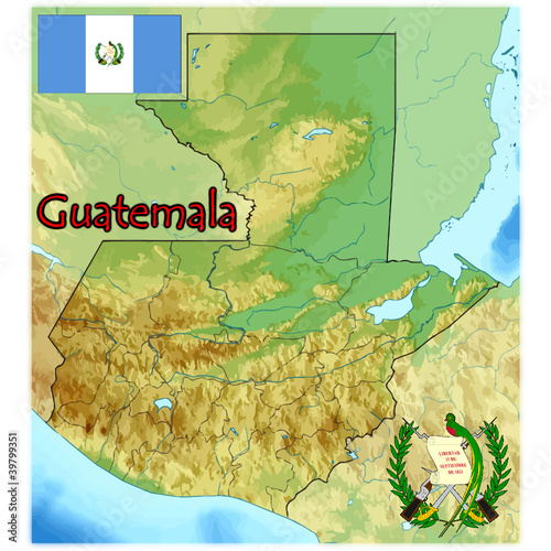 guatemala central america map flag emblem