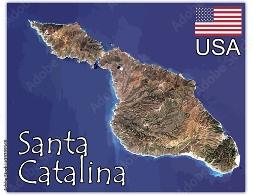 santa catalina island usa map flag emblem