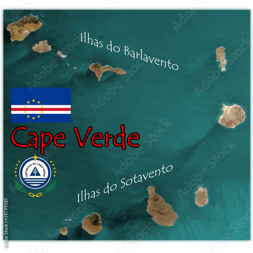 cape verde africa islands map flag emblem