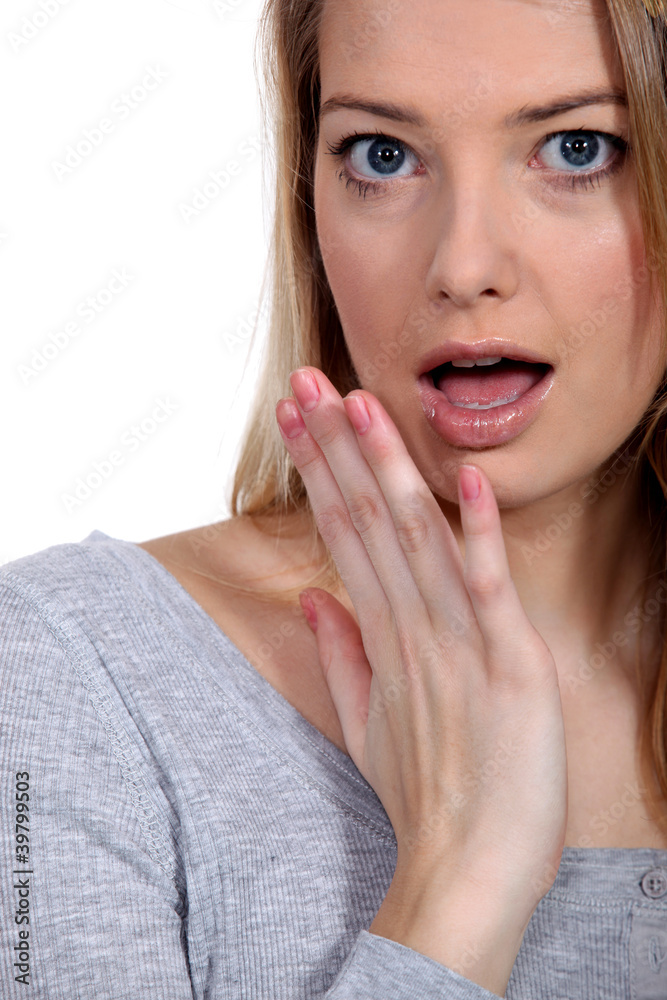 Shocked blond woman Shocked blond woman