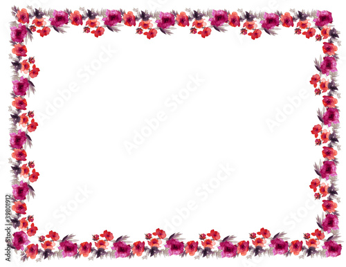 flowers frame in white background isolated