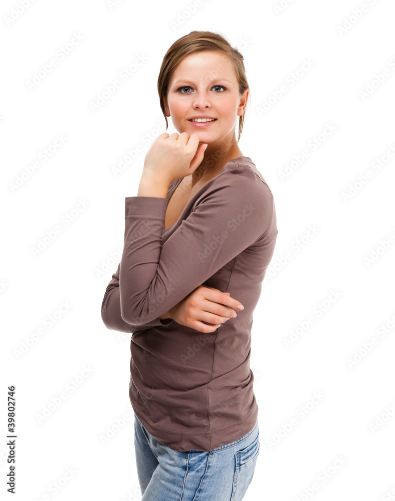 Young attractive woman isolated on white background Young attractive woman isolated on white background
