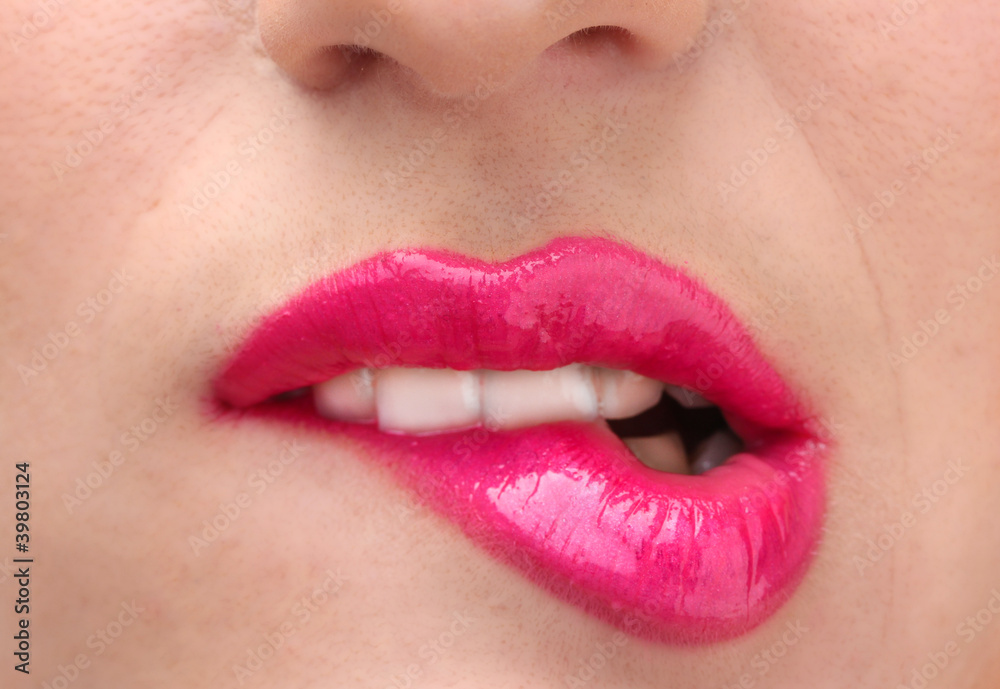 beautiful make up of glamour pink gloss lips beautiful make up of glamour pink gloss lips