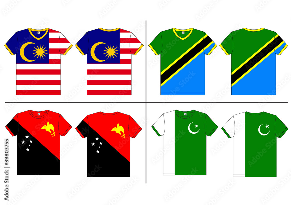 Flag T-shirt designs international. Vector template