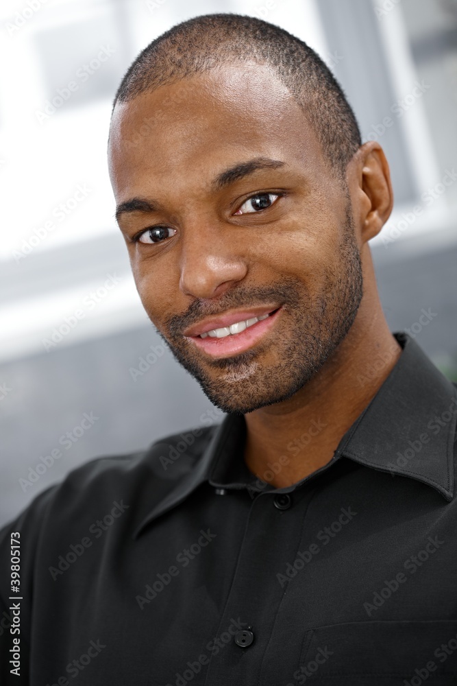 Closeup portrait of smiling black man Closeup portrait of smiling black man