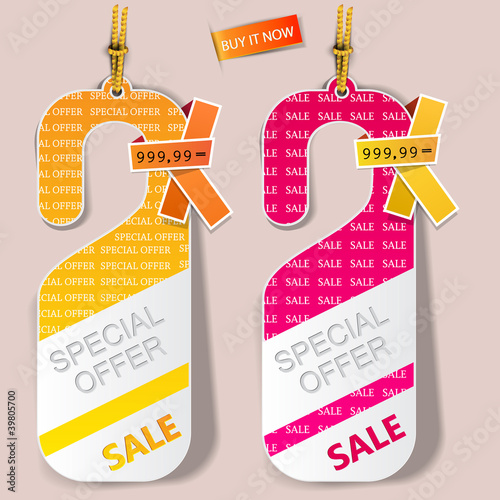 Door tags, labels "Special offer". Vector