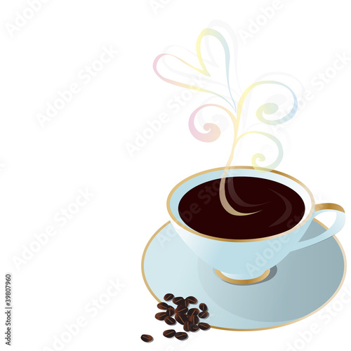 Cup of coffee,with smoke taking heart-like form