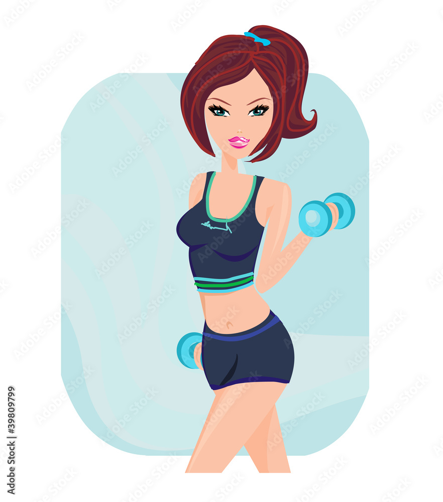 Obraz premium fit brunette woman exercising