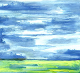 Watercolor Rapaseed Field