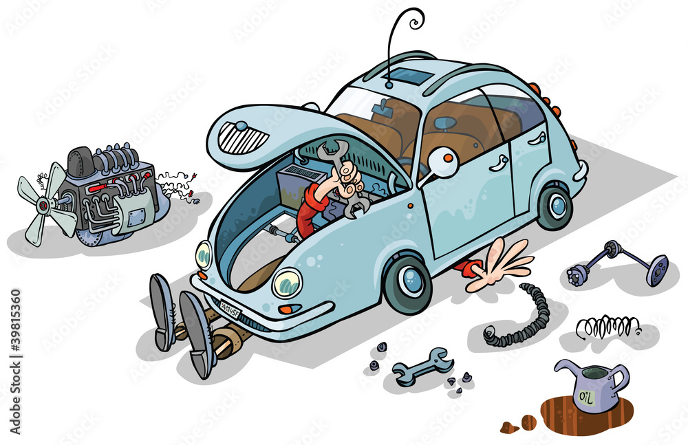 Cartoon Illustration of a Car Repairs. Stock Vector Adobe Stock