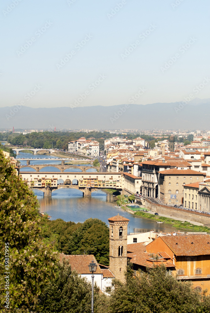 Bridges over the River Arno in Florence Tuscany Italy