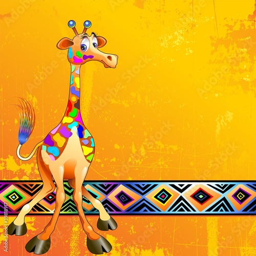 Giraffa Fantasia Colori d'Africa-Africa Colors Giraffe Cartoon